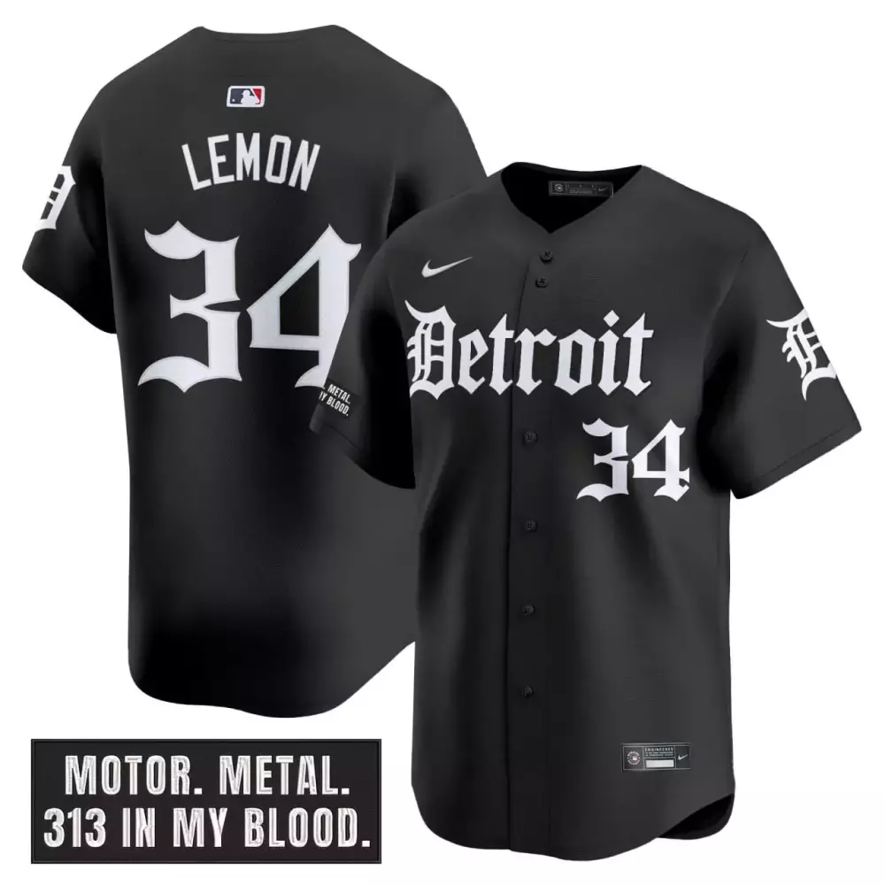 Lemon Motor 34 Detroit Tigers Jersey Black Men White Vapor