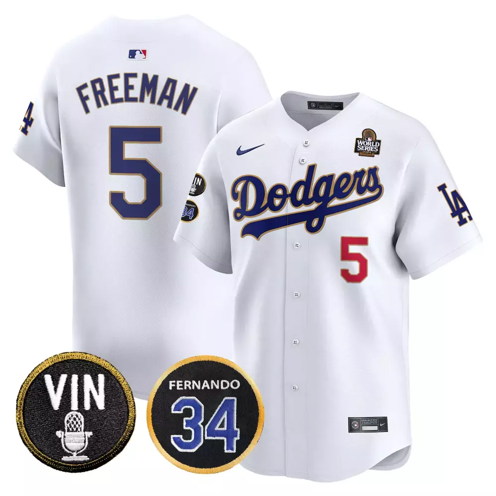 Freddie Freeman 5 Dodgers Jersey White World Series 2023 Vin Men Blue Red Gold Vapor