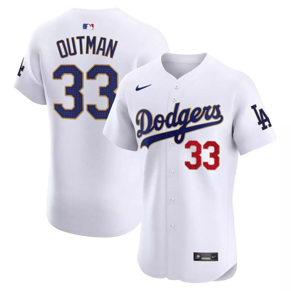 James Outman 33 Dodgers Jersey White Men Blue Red Premier Elite All Stitched