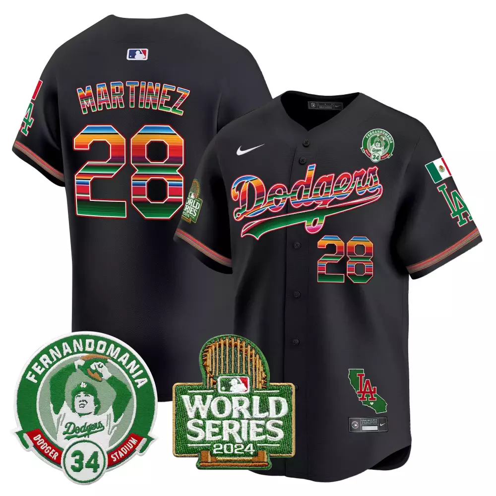 Jd Martinez 28 Dodgers Jersey Black Hispanic Heritage Fernandomania Dodger Stadium 34 World Series 2024