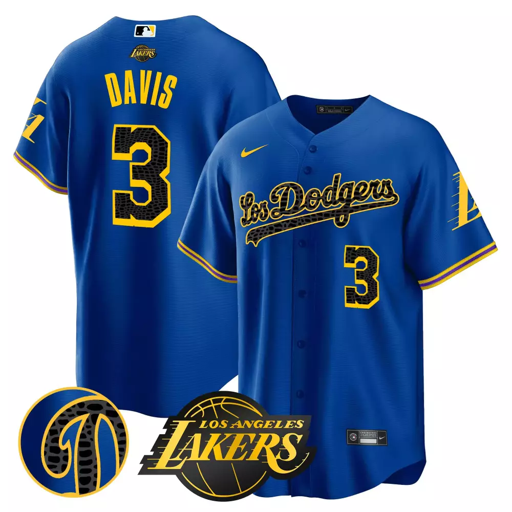 Anthony Davis 3 Jersey Blue City Connect Los Angeles Lakers 2023 Men Yellow Black