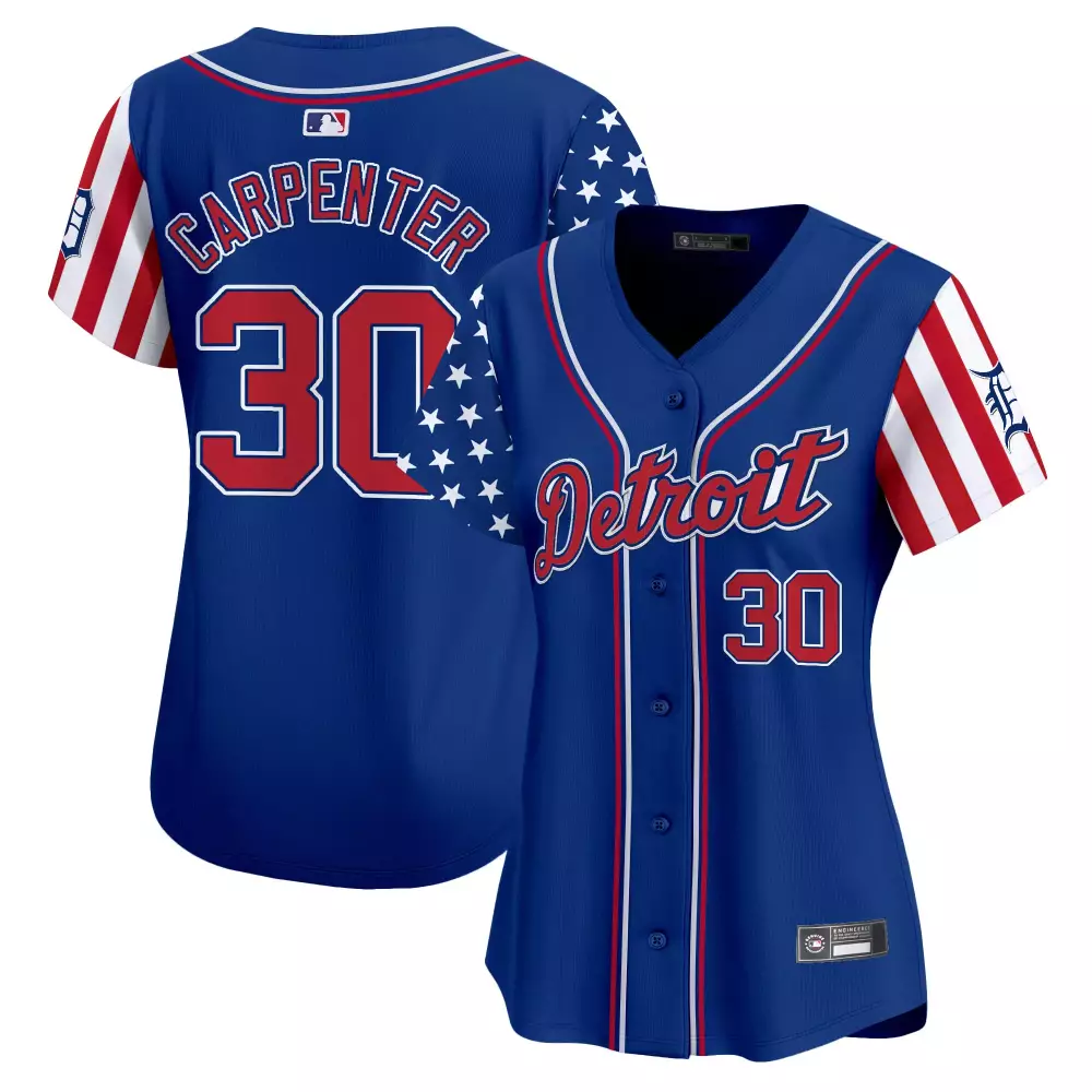 Kerry Carpenter 30 Detroit Jersey Blue Men Split Design Red White Vapor Premier