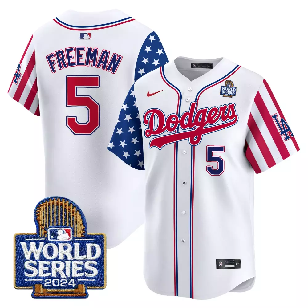 Freddie Freeman 5 Dodgers Jersey White World Series 2024 Men Custom Design Red Blue