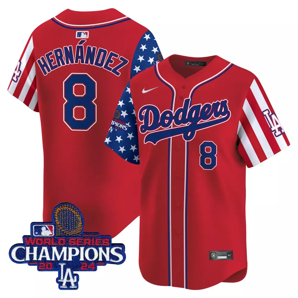 Teoscar Hernandez 8 Dodgers Jersey Red World Series Champions 2024 Men Split Design