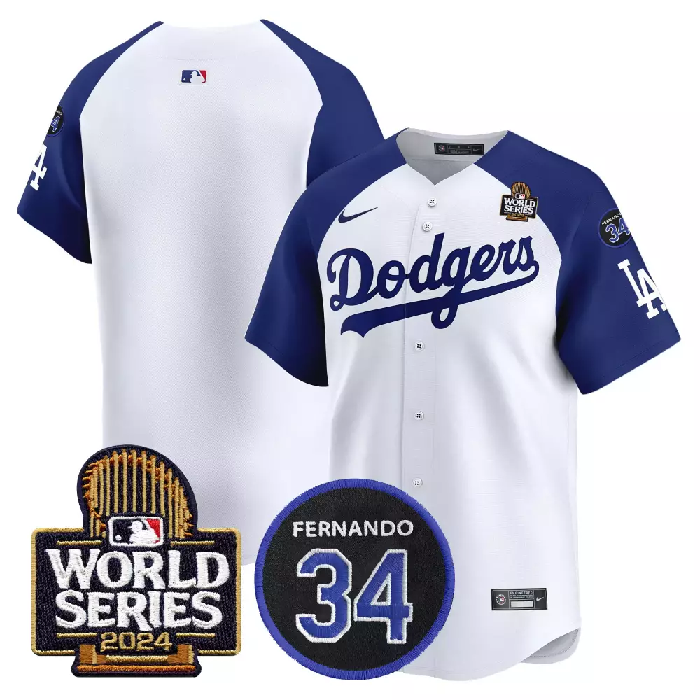 Fernando 34 Dodgers Jersey White World Series 2024 LA Men Royal Blue Alternate Vapor
