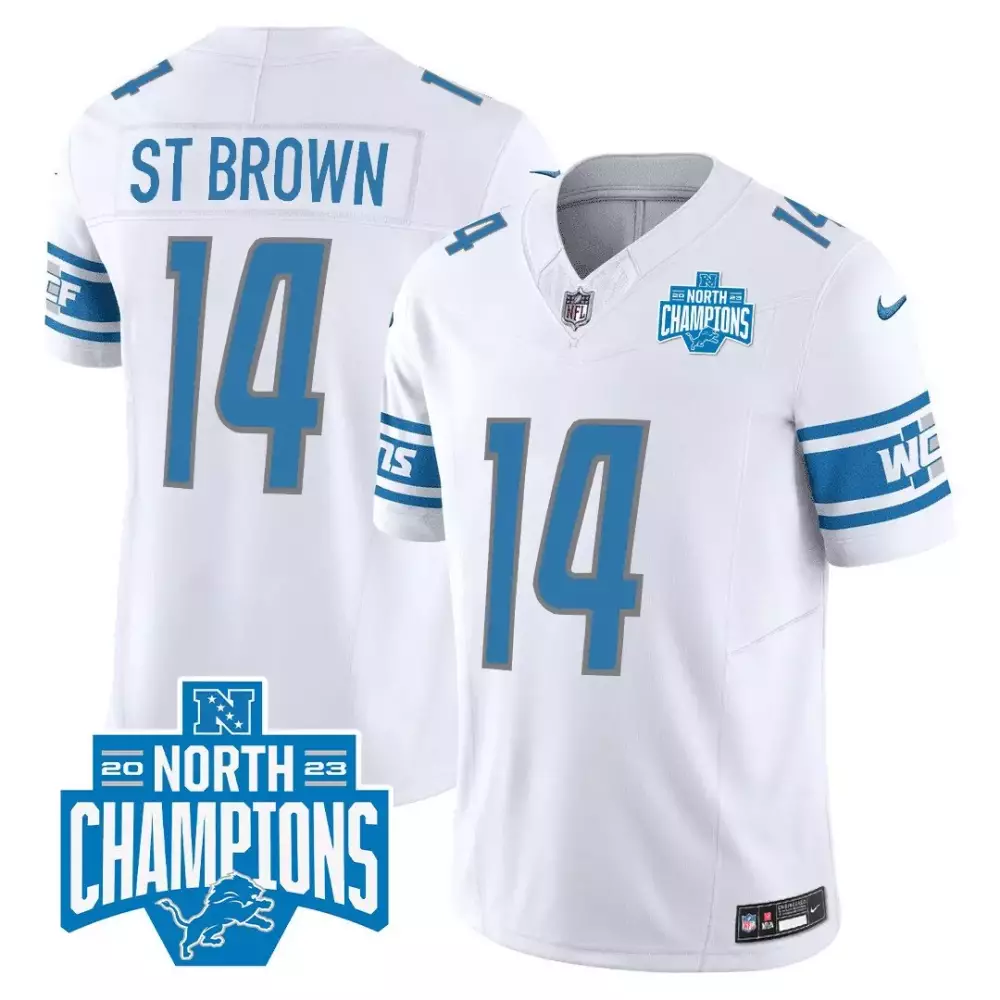 St Division 14 Lions Jersey White 2023 North Champions Men Standard Blue Silver Vapor