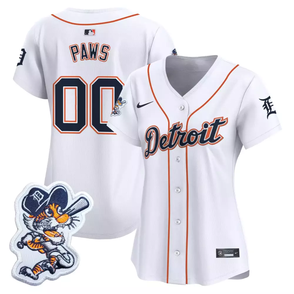 Skubal Paws Detroit Tigers Jersey White Mascot Women Navy Blue Orange Vapor Embroidered