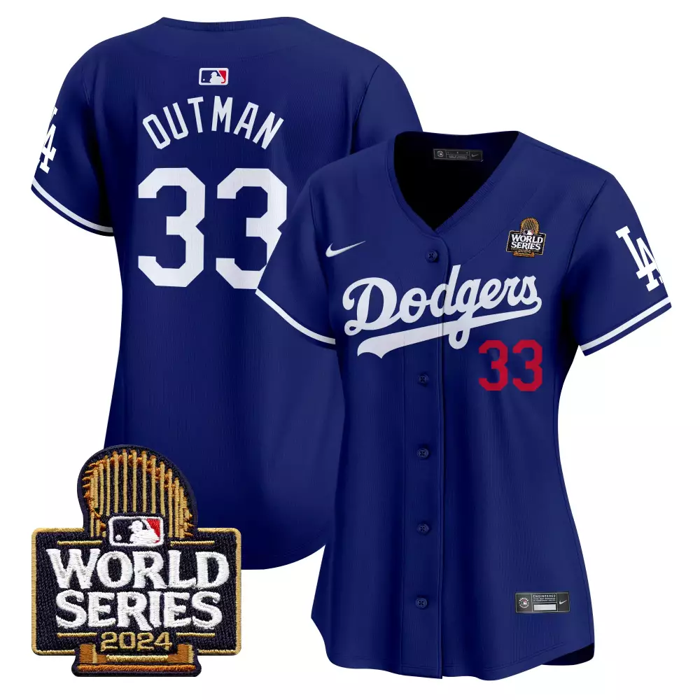 James Outman 33 Dodgers Jersey Blue World Series 2024 Men White Vapor Premier Limited