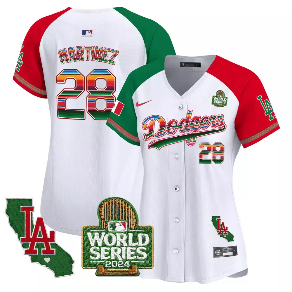 Jd Martinez 28 Dodgers Jersey White Cinco De Mayo World Series 2024 Split Custom Design