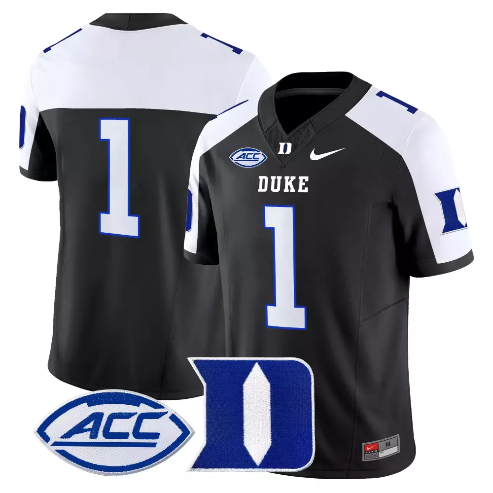Duke 1 Blue Devils Jersey Black Men White Vapor All Stitched Embroidered