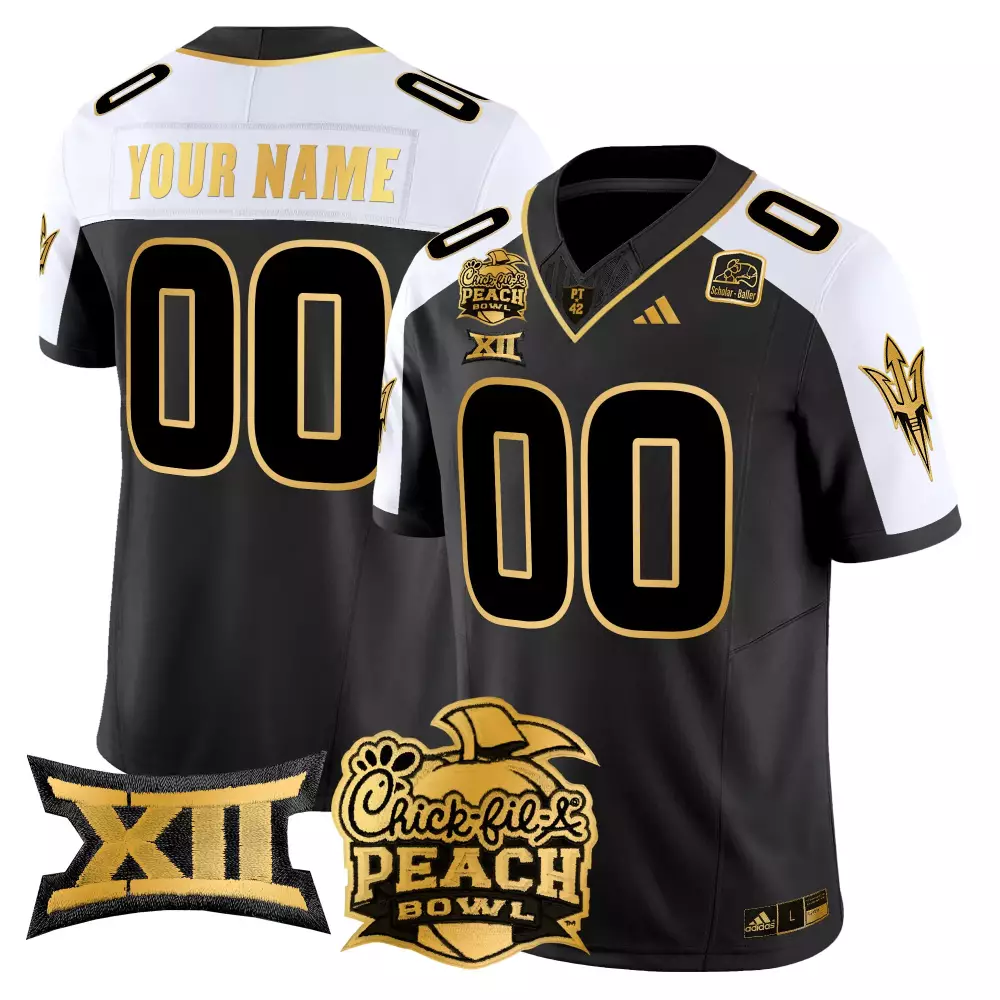 Custom Arizona State Sun Devils Jersey Black Chick-fil-a Peach Bowl 2023 Men Split Design