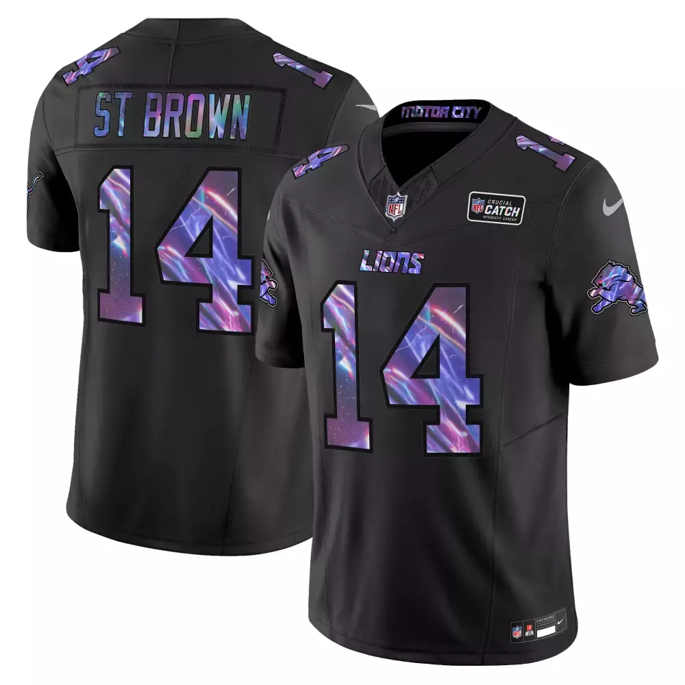 St Crucial 14 Lions Jersey Black Motor City Catch Men Alternate Split Design Purple
