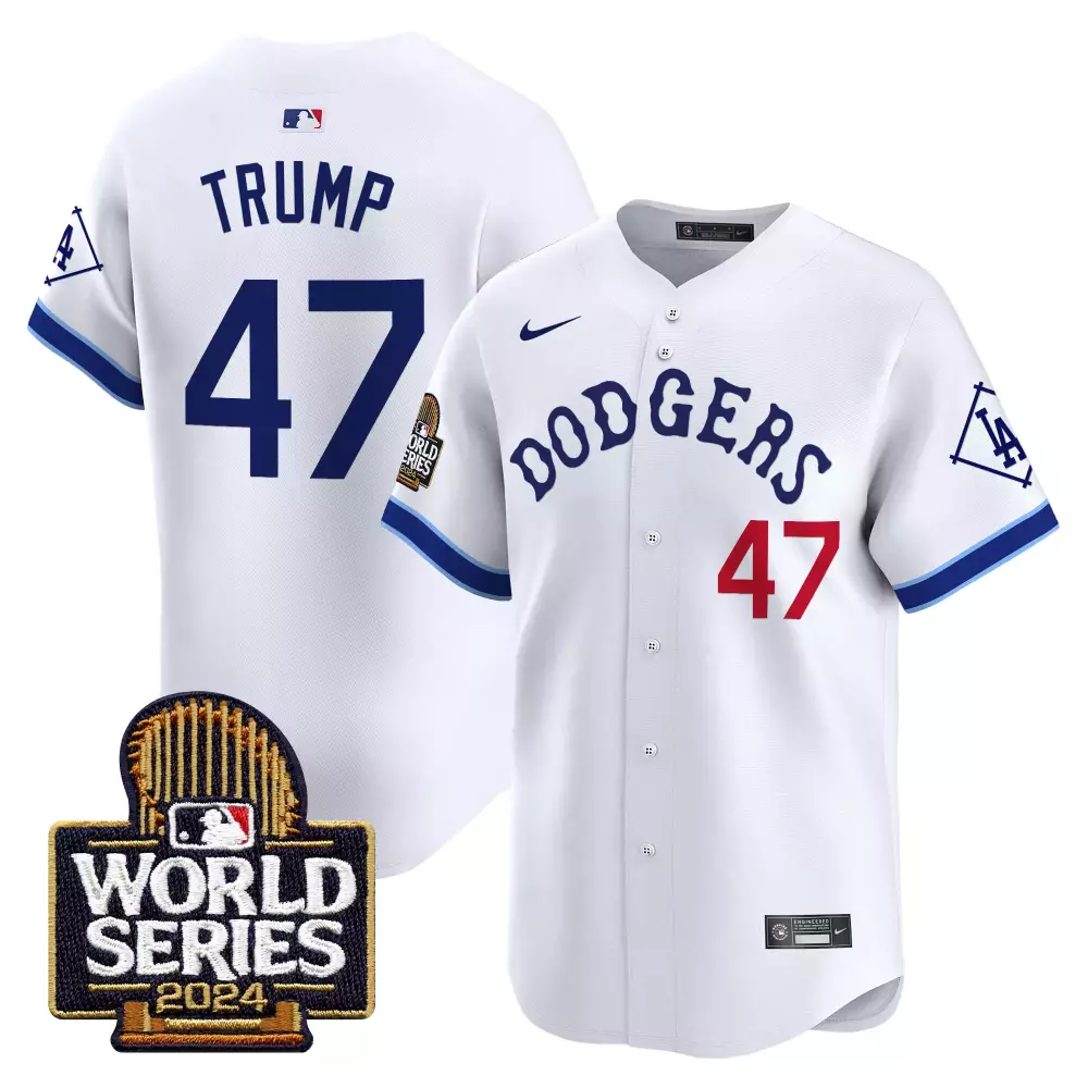 Donald Trump 47 Dodgers Jersey White World Series 2024 Men Blue Red Stitched