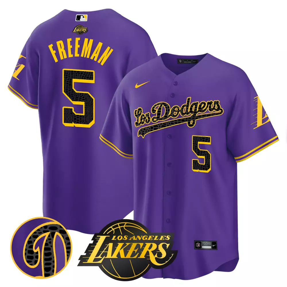 Freddie Freeman 5 Jersey Purple City Connect Los Angeles Lakers 2023 Men Yellow Black