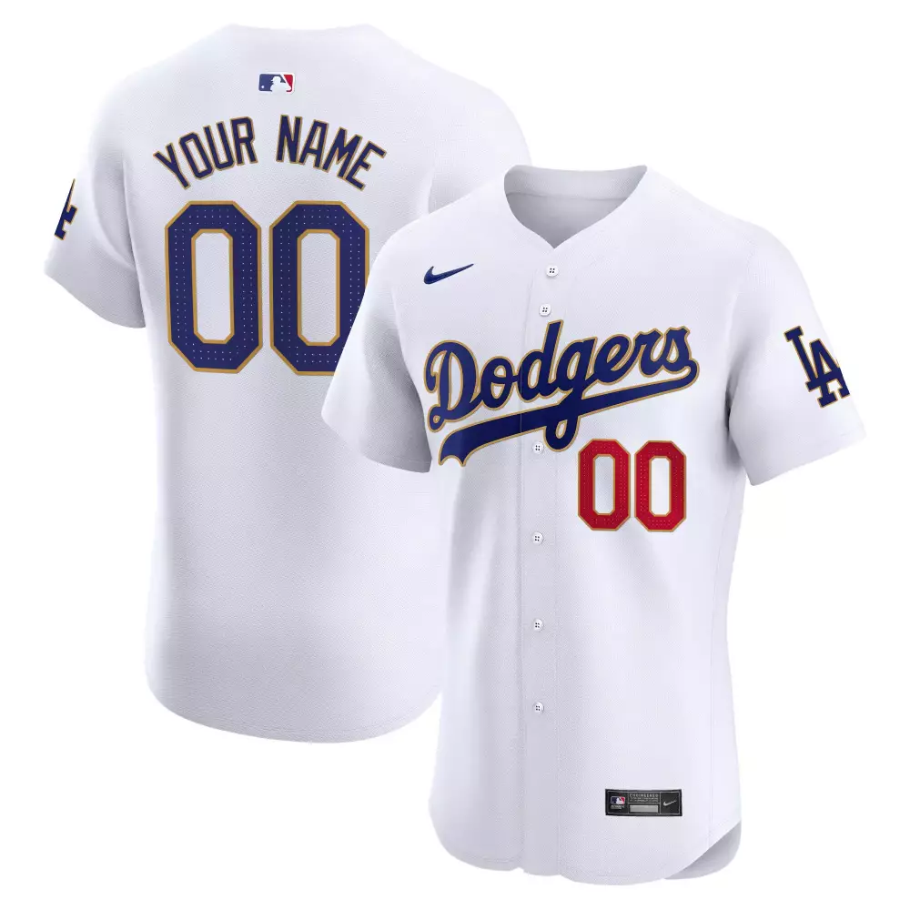 Custom Los Angeles Dodgers Jersey White Men Blue Red Gold Premier Elite All Stitched
