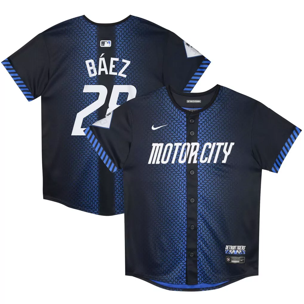 Javier Baez 27 Detroit Tigers Jersey Navy City Connect Men Button Down Custom Design