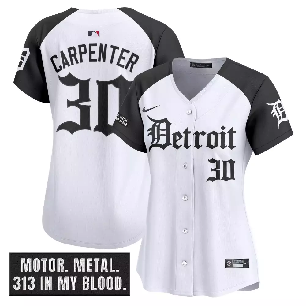 Kerry Carpenter 30 Detroit Tigers Jersey White Motor City Men Black Vapor Stitched