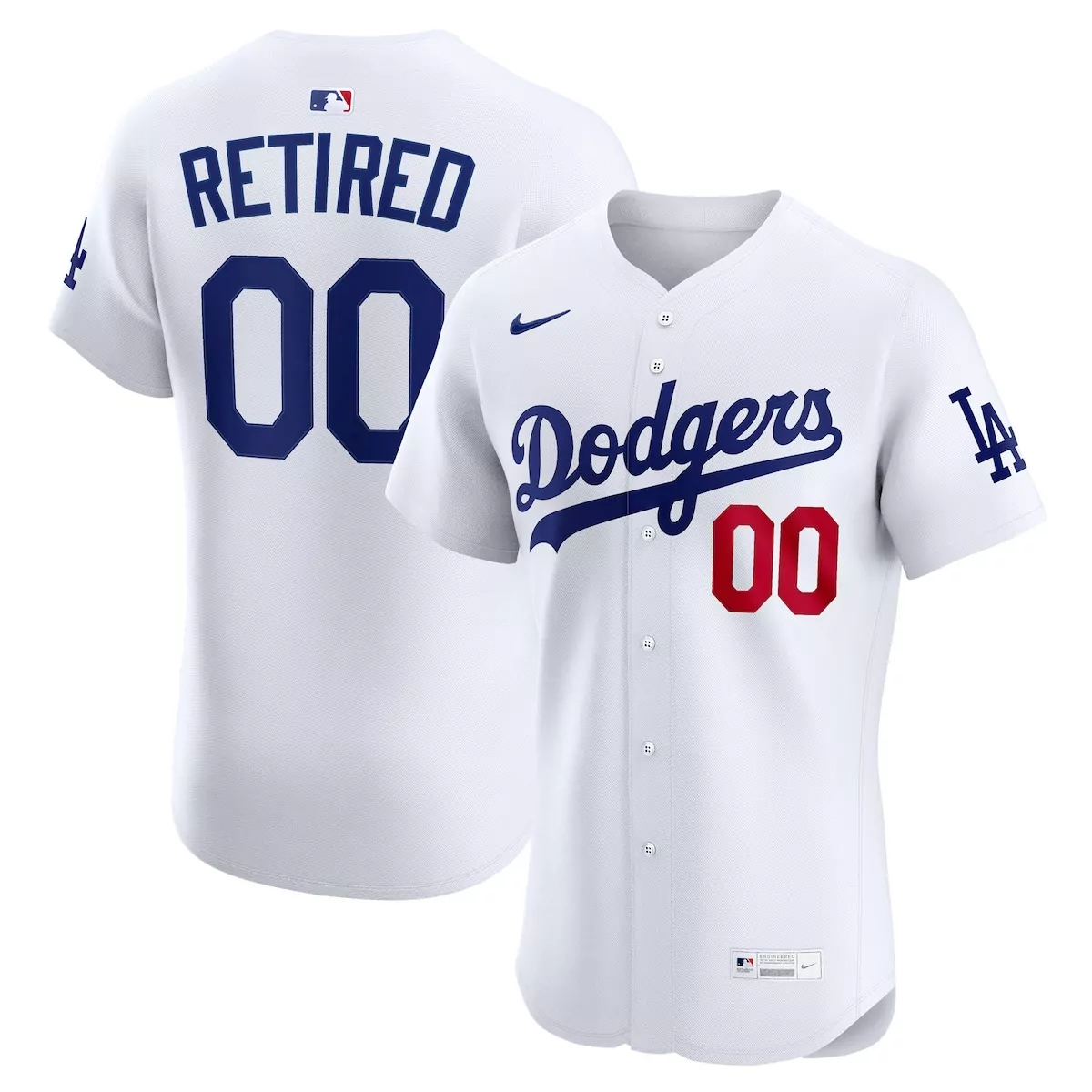 Retired Roster Dodgers Jersey White Blue Red Home Elite