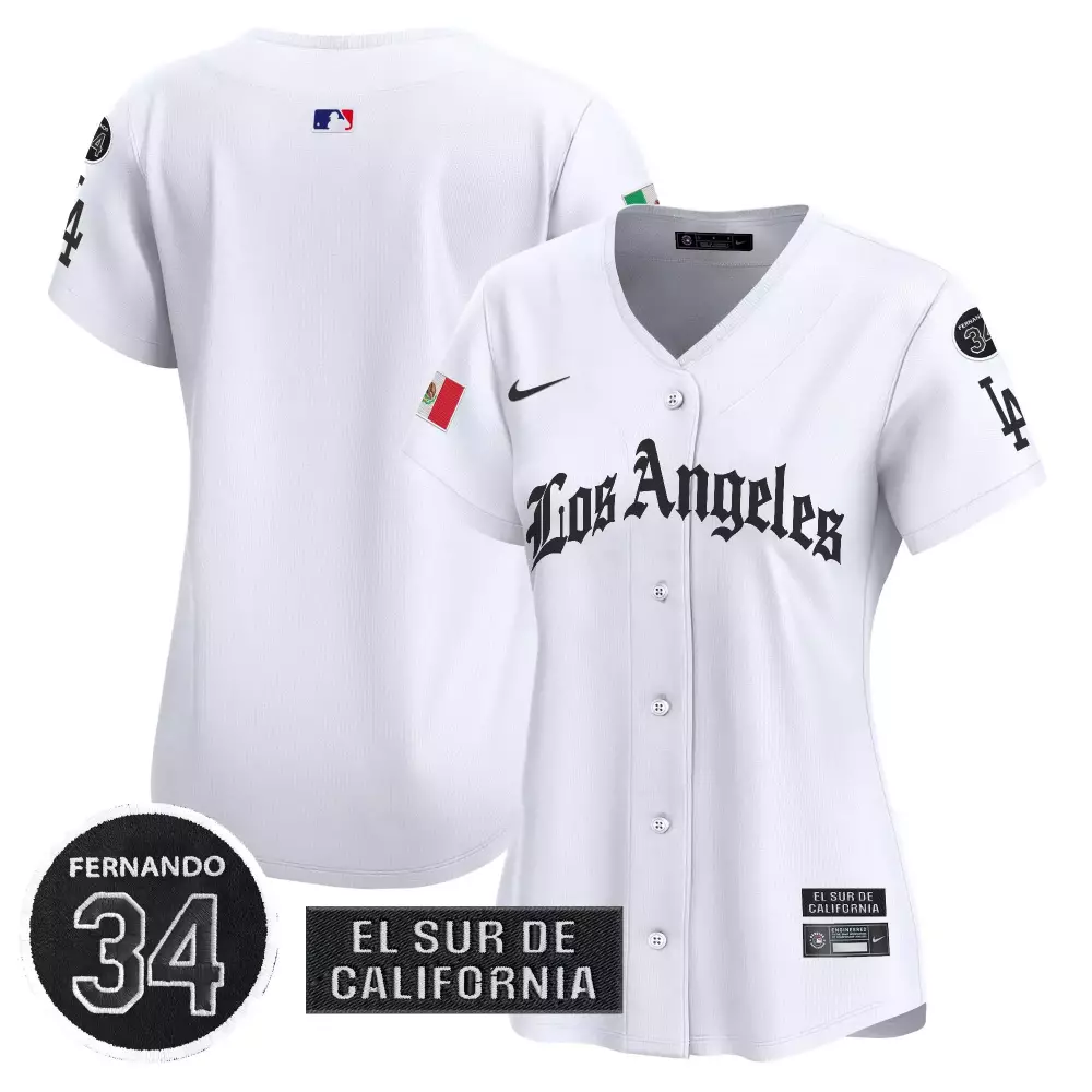 Tejanos El 34 Los Angeles Dodgers Jersey White Sol De California Mexico Flag Sur