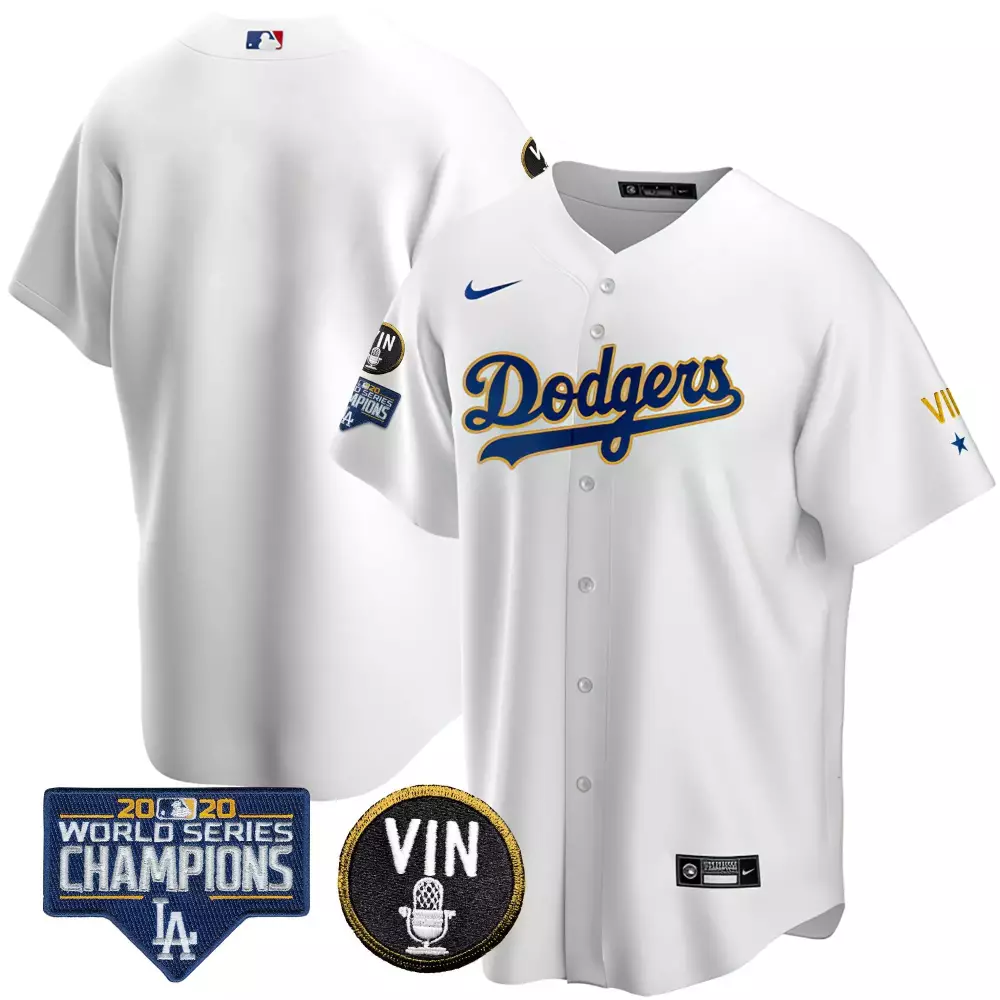 Max Muncy 13 Dodgers Jersey White 2020 World Series Champions Vin Men Blue Gold Cool