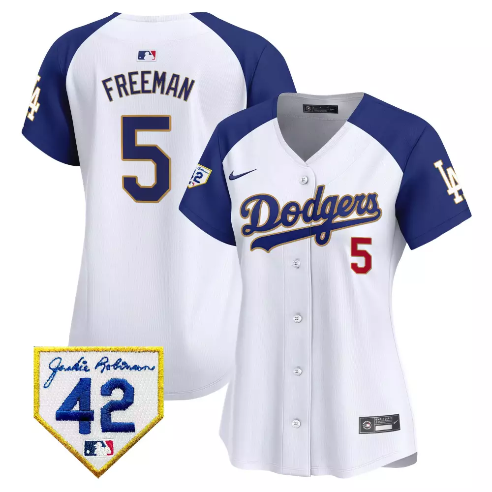 Freeman 5 Dodgers Jersey White Jackie Robinson Day 42 2023 Women Blue Gold Alternate
