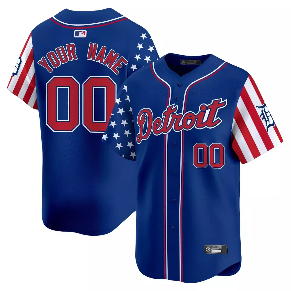 Custom Detroit Tigers Jersey #0000FF Men Design #FF0000 #ffffff