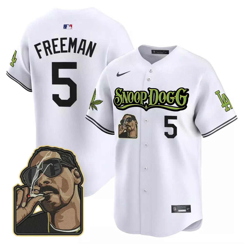 Freddie Freeman 5 Jersey White Snoop Dogg Los Angeles Dodgers Marijuana Leaf 'la'
