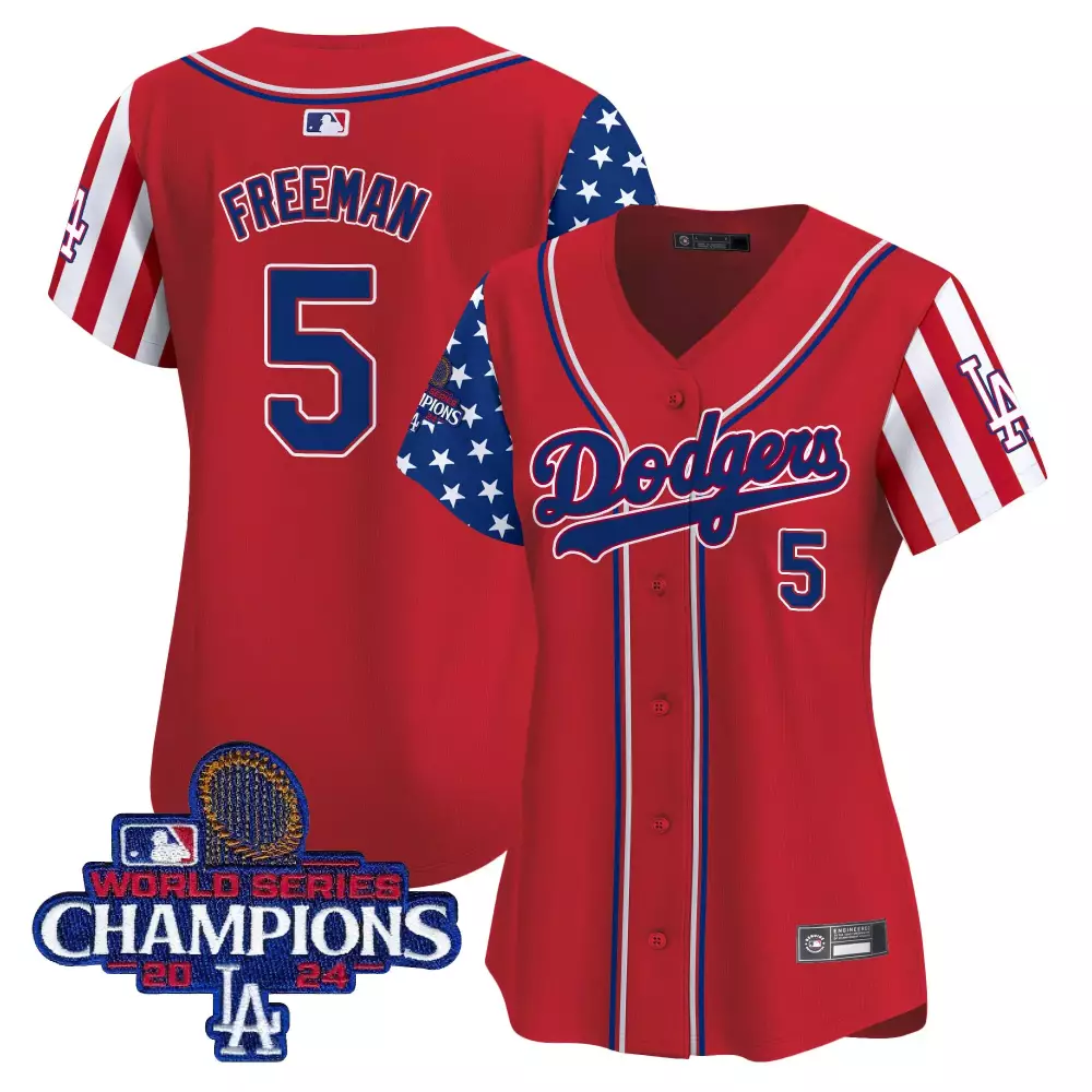Freddie Freeman 5 Jersey Red Los Angeles Dodgers World Series Champions 2020-2024