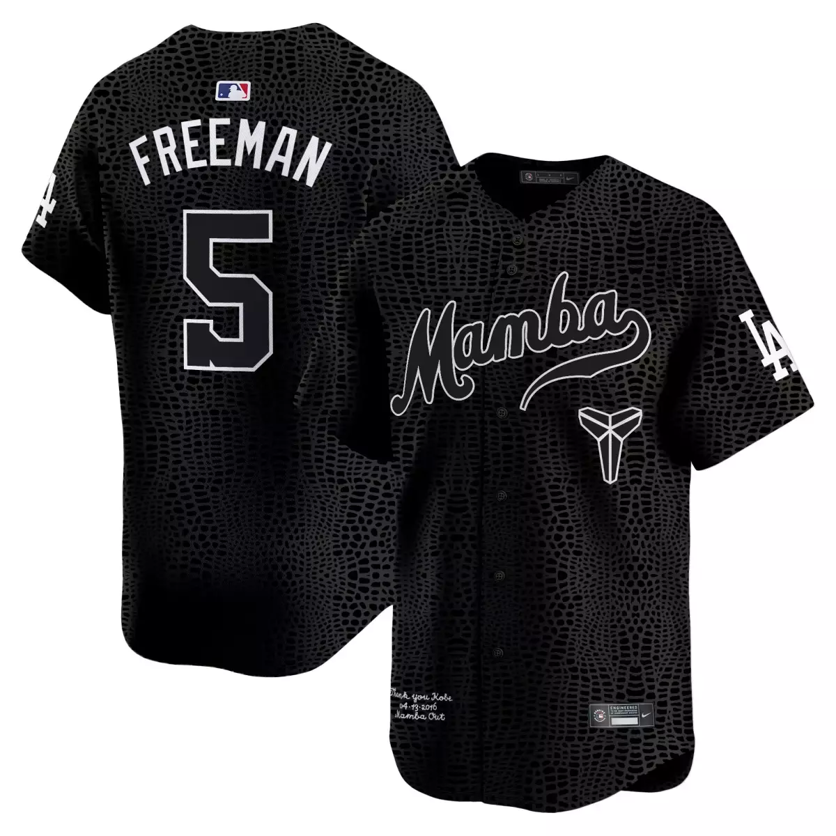 Freddie Freeman 5 Jersey Black Mamba Day Los Angeles Dodgers Men Custom Design White