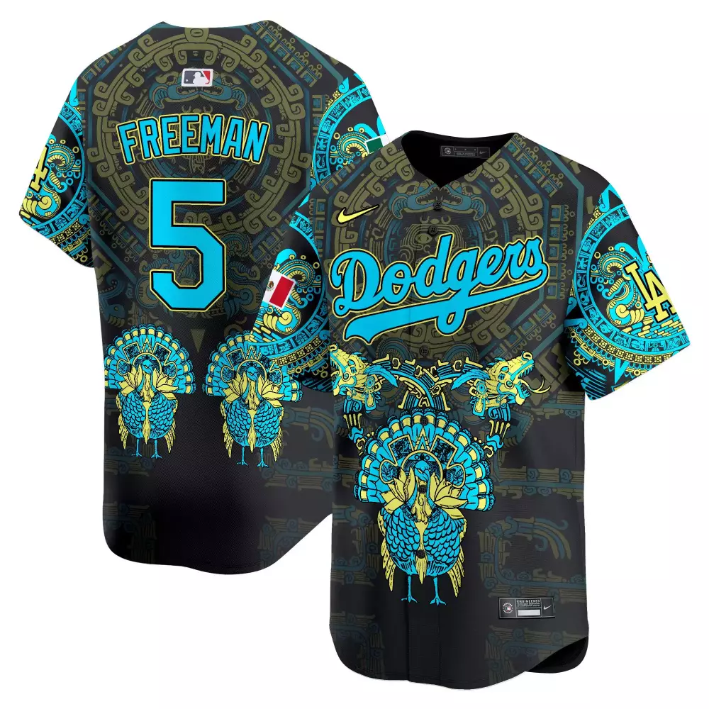 Freddie Freeman 5 Dodgers Jersey Black Day Of The Dead Mexico Flag Men Alternate