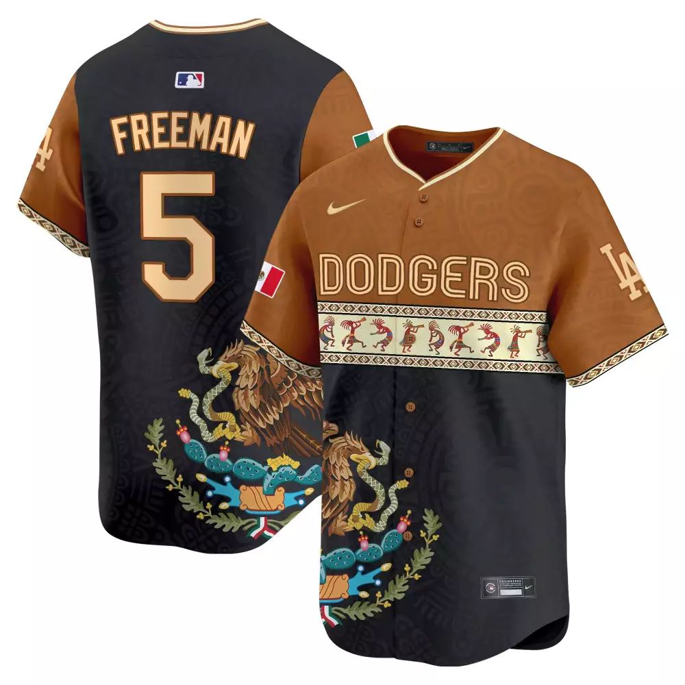 Freddie Freeman 5 Dodgers Jersey Black Mexican Heritage Men Alternate Custom Design