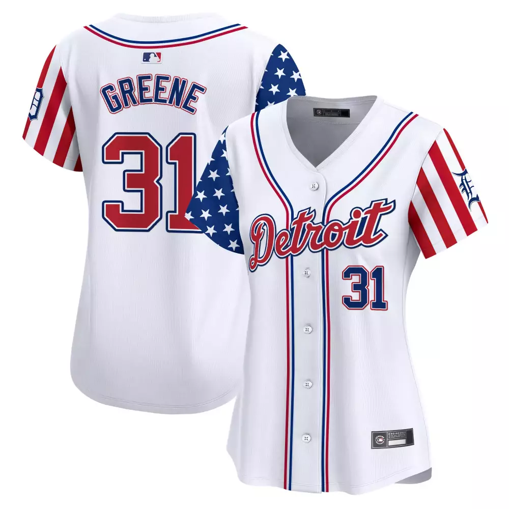 Riley Greene 31 Detroit Tigers Jersey White Women Split Custom Design Red Blue Vapor