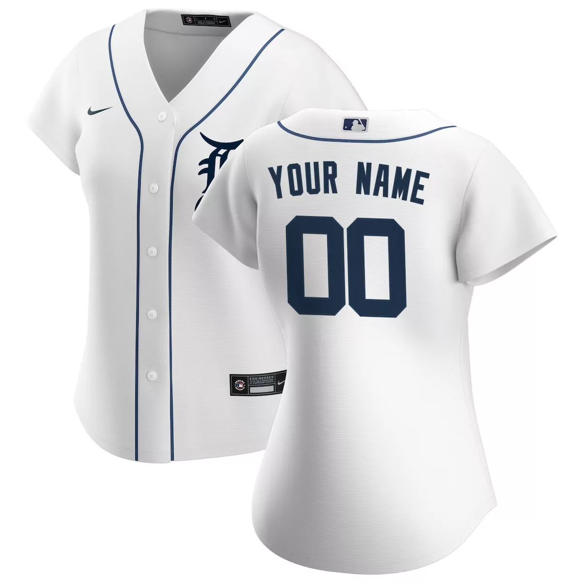 Custom Detroit Tigers Jersey White Women Navy Home