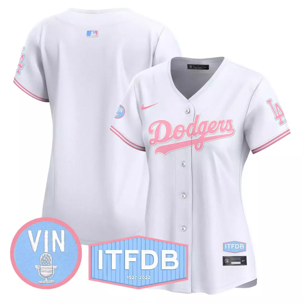 Vin Itfdb Los Angeles Dodgers Jersey White Itfydb 1927-2022 Women Alternate Pink