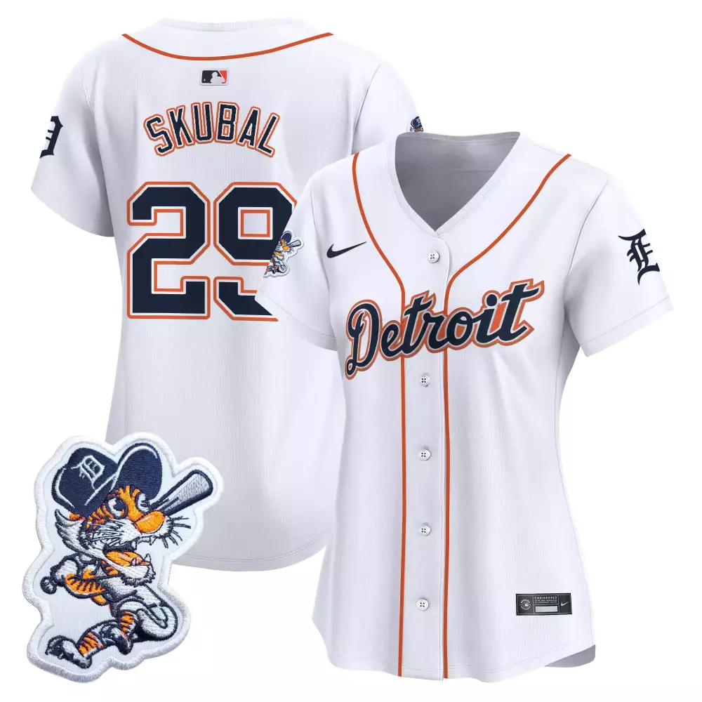 Skubal Paws 29 Detroit Tigers Jersey White Women Navy Blue Orange Vapor Embroidered