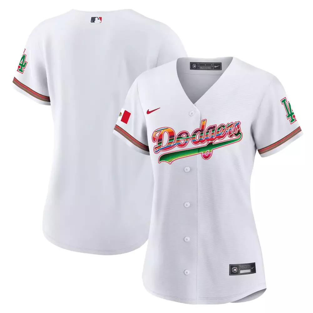 Mexico Los Angeles Dodgers Jersey White City Connect Flag Women Split Design Green