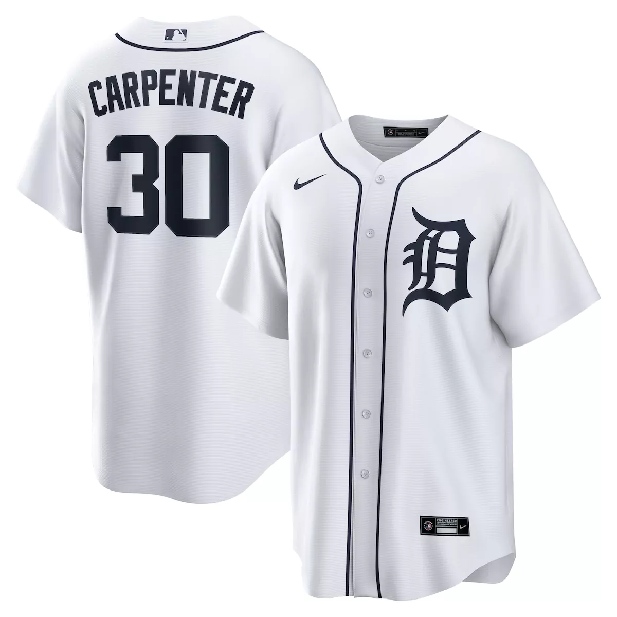 Kerry Carpenter 30 Detroit Tigers Jersey White Men Navy Blue Home