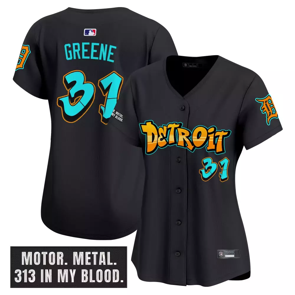 Riley Greene 31 Detroit Tigers Jersey Black 313 Men Teal Orange Vapor