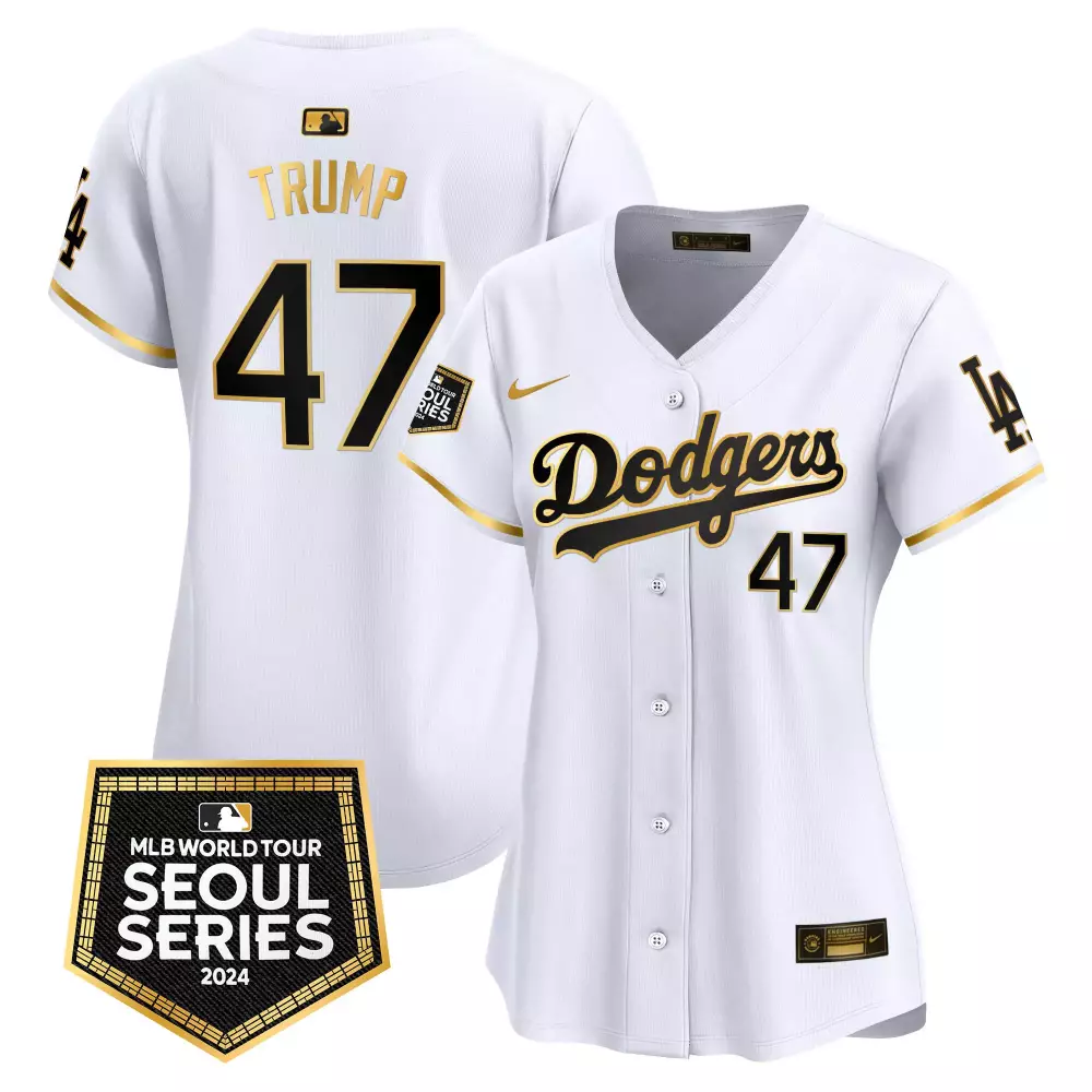 Donald Trump 47 Dodgers Jersey White Women Black Gold Vapor Premier Limited All