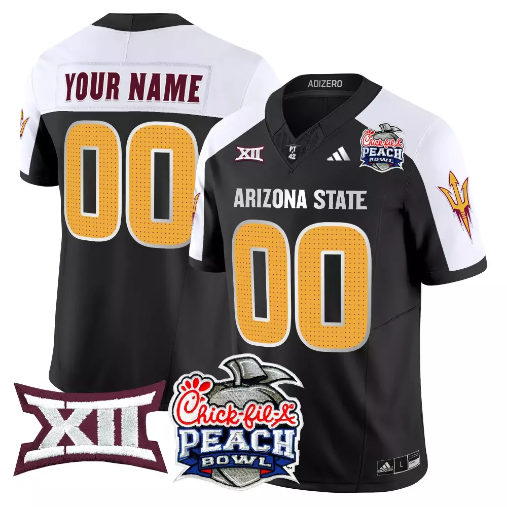 Custom Arizona State Jersey Black Peach Bowl Big Chick-fil-a 2023 Men Split Design