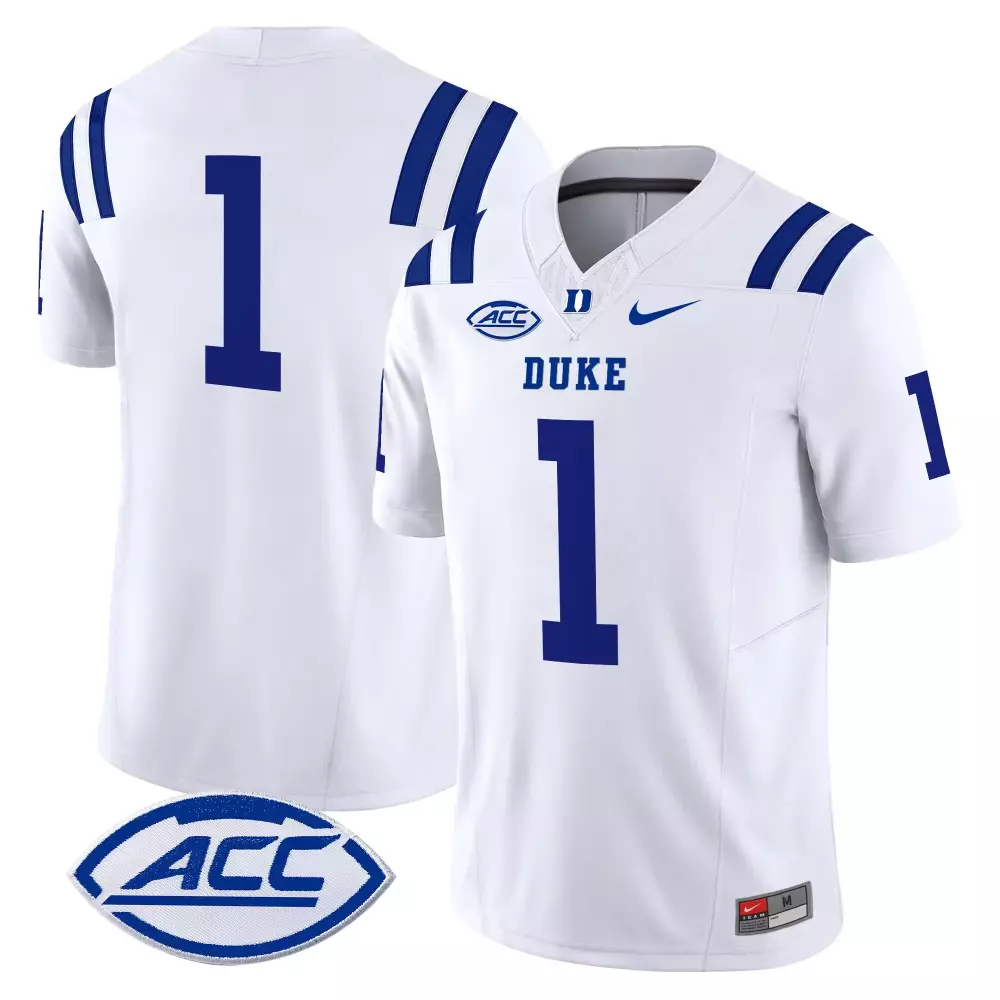 Custom Duke 1 Jersey White Men Blue Vapor All Stitched Embroidered
