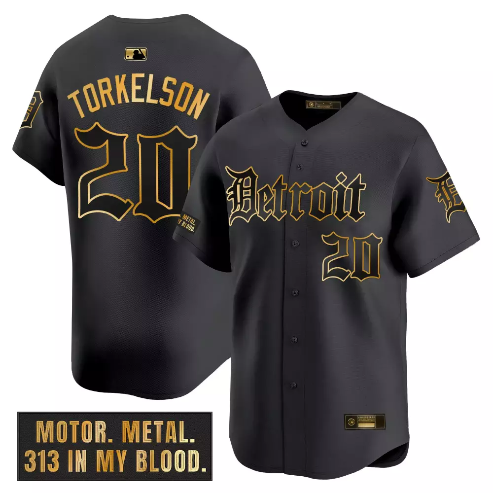 Spencer Torkelson 20 Jersey Black Detroit Tigers Men Inverted Gold Vapor Embroidered