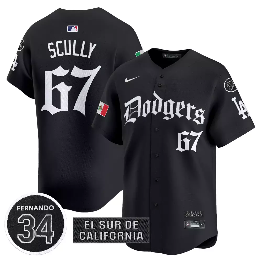 Tejanos El 67 Dodgers Jersey Black City Connect LA Mexican Flag Men White Vapor