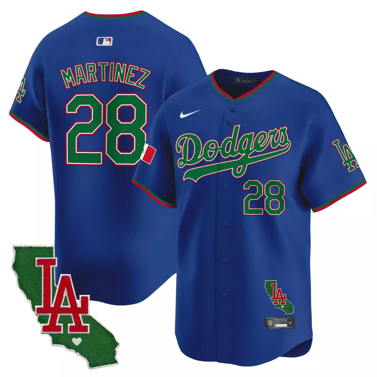 Martinez Mexico 28 Dodgers Jersey Royal Blue Cinco De Mayo LA California Outline