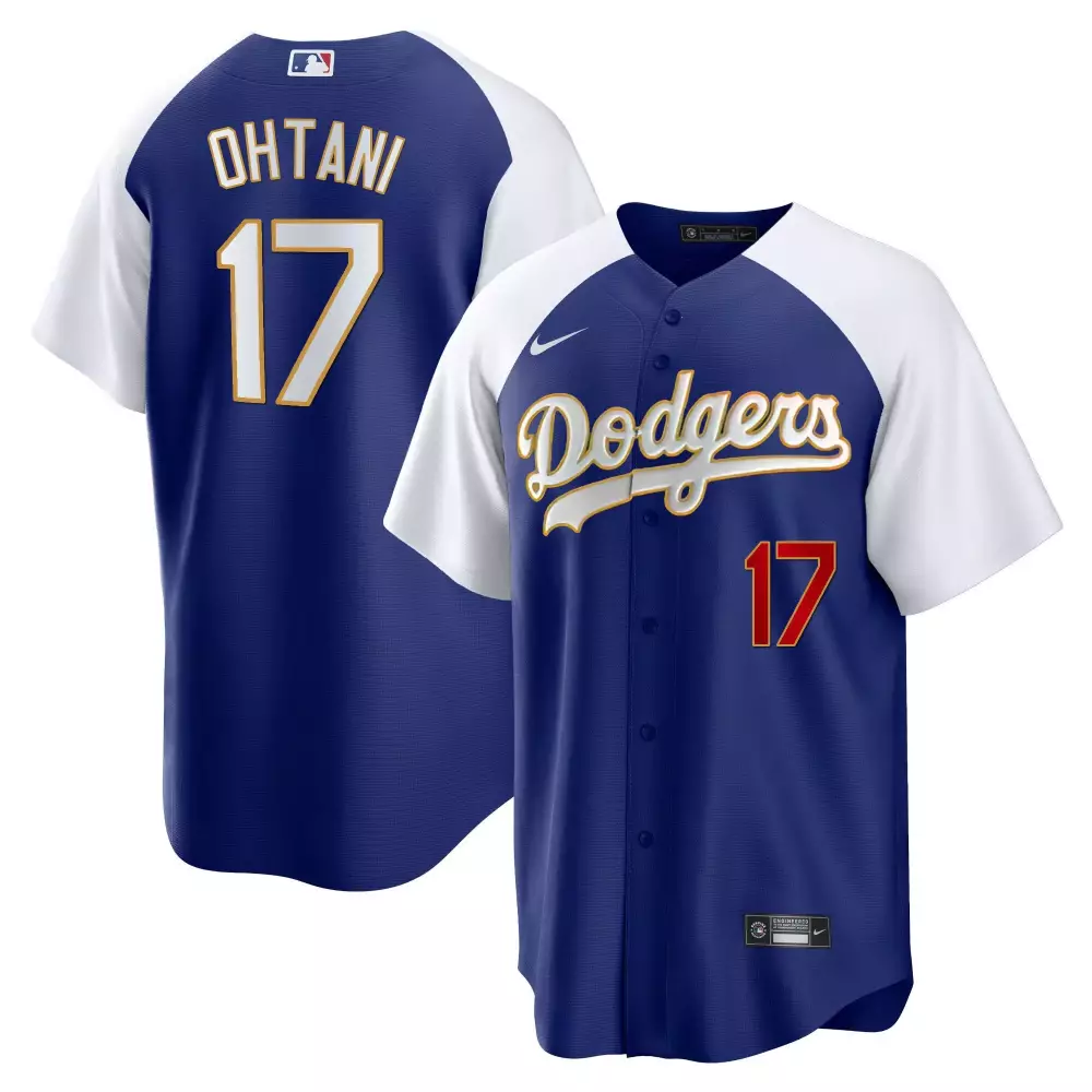 Shohei Ohtani 17 Dodgers Jersey Royal Blue Men White Gold Red Alternate Cool Base