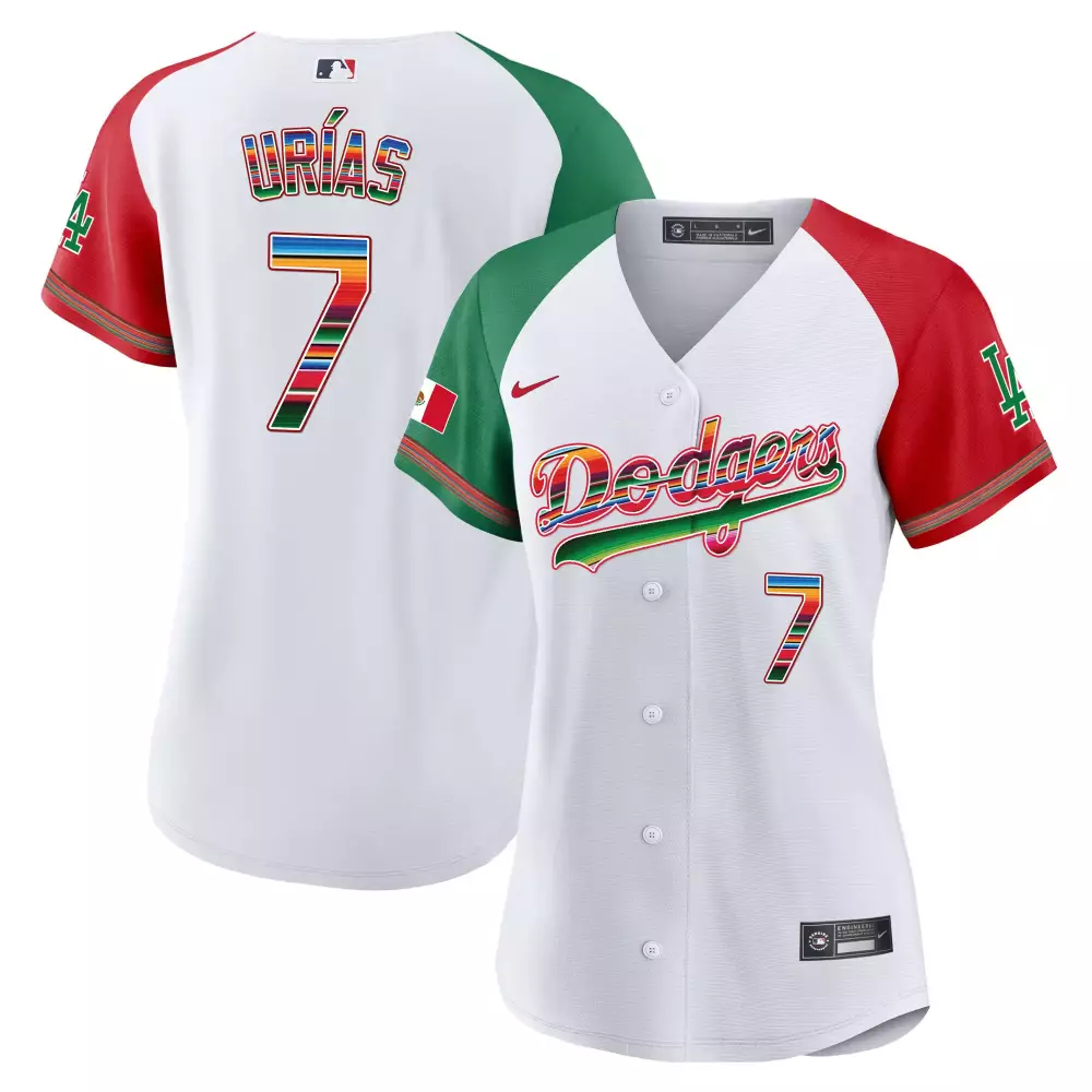 Julio Urias 7 Dodgers Jersey White Mexico City Series Flag 2024 Men Split Custom Design
