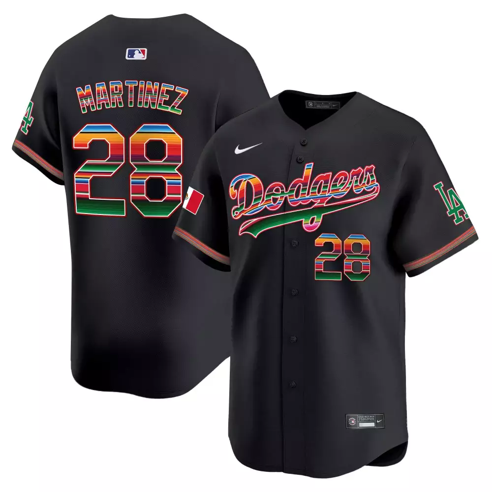 Jd Martinez 28 Dodgers Jersey Black Mexican Flag Men Alternate Custom Design Red