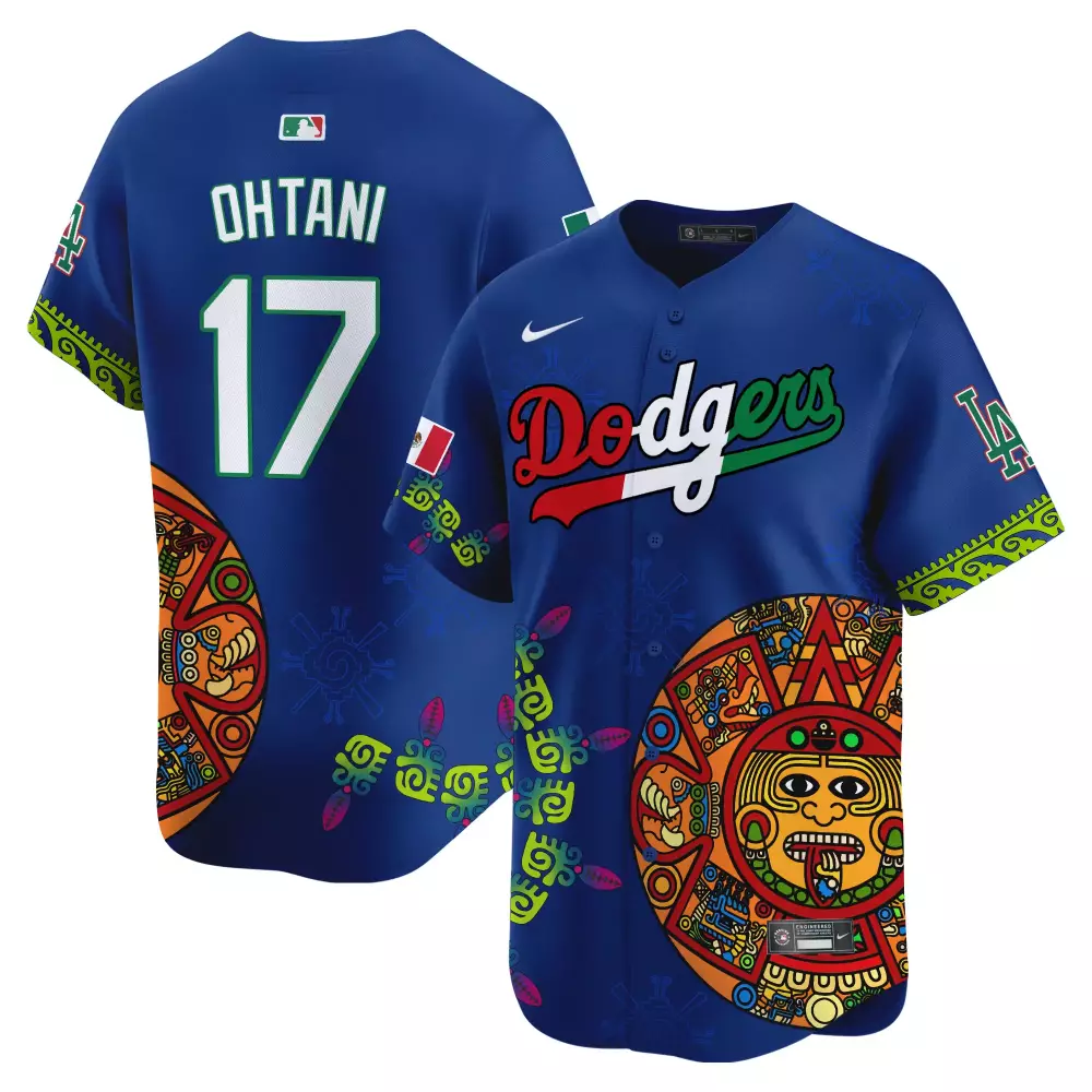 Shohei Ohtani 17 Dodgers Jersey Blue Mexican Heritage Men Custom Design Green Red