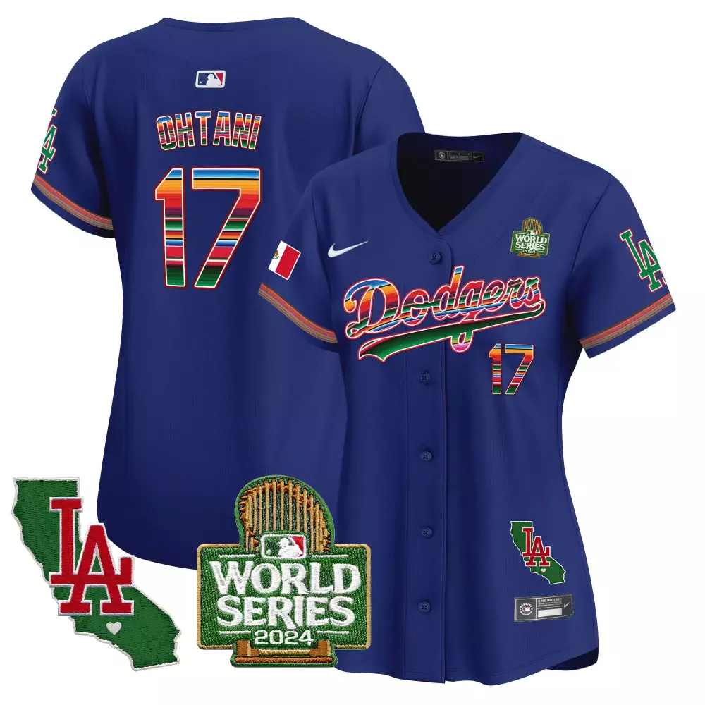 Shohei Ohtani 17 Dodgers Jersey Blue Mexico National Team Collaboration World Series 2024 California Outline LA