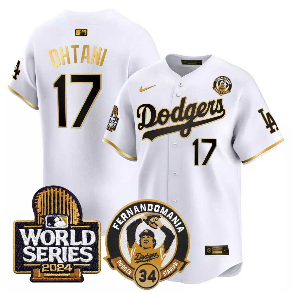 Shohei Ohtani 17 Dodgers Jersey White World Series 2024 Fernando Valenzuela Men Black